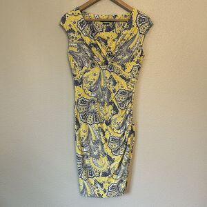 Lauren Ralph Lauren Women's Sheath Faux Wrap‎ Ruched Side Flattering Size 8